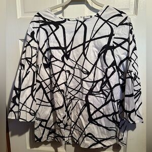 Alfani Black and White Abstract Scribble Tunic